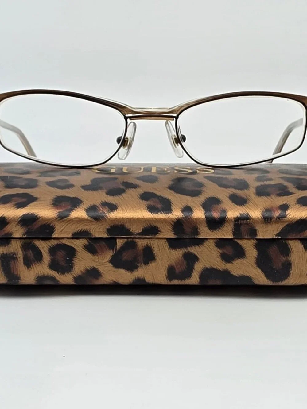 Guess GU4136 TO Brown Crystal Cat Eye Eyeglasses Frame w Flexhinge and Case 47mm